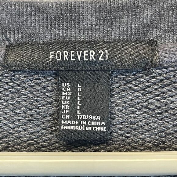 FOREVER 21 Graphic Bear Crewneck Sweatshirt Large Gray Hip Hop Dollar Chain - Picture 4 of 14